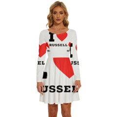 I Love Russell Long Sleeve Wide Neck Velvet Dress by ilovewhateva