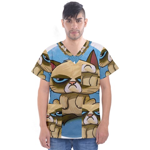 Grumpy Cat Men s V-neck Scrub Top by Jancukart