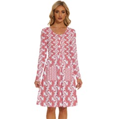 Candy Illustration Pattern Long Sleeve Dress With Pocket by GardenOfOphir