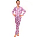 Cute Candy Illustration Pattern For Kids And Kids At Heart Kid s Satin Long Sleeve Pajamas Set View1
