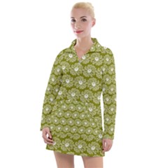 Gerbera Daisy Vector Tile Pattern Women s Long Sleeve Casual Dress by GardenOfOphir