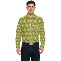 Gerbera Daisy Vector Tile Pattern Men s Long Sleeve Pocket Shirt  by GardenOfOphir