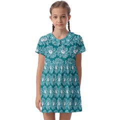 Gerbera Daisy Vector Tile Pattern Kids  Asymmetric Collar Dress by GardenOfOphir