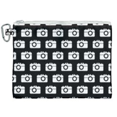 Modern Chic Vector Camera Illustration Pattern Canvas Cosmetic Bag (xxl) by GardenOfOphir