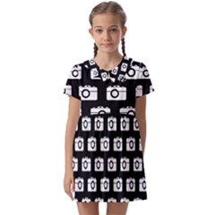 Modern Chic Vector Camera Illustration Pattern Kids  Asymmetric Collar Dress