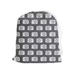 Modern Chic Vector Camera Illustration Pattern Drawstring Pouch (XL)