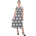 Modern Chic Vector Camera Illustration Pattern Midi Tie-Back Chiffon Dress