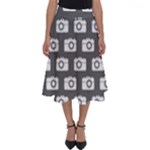 Modern Chic Vector Camera Illustration Pattern Perfect Length Midi Skirt
