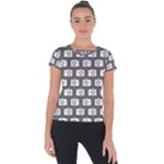 Modern Chic Vector Camera Illustration Pattern Short Sleeve Sports Top 