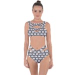 Modern Chic Vector Camera Illustration Pattern Bandaged Up Bikini Set 