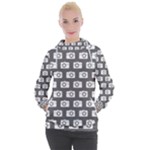 Modern Chic Vector Camera Illustration Pattern Women s Hooded Pullover