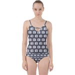 Modern Chic Vector Camera Illustration Pattern Cut Out Top Tankini Set