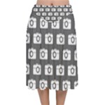 Modern Chic Vector Camera Illustration Pattern Velvet Flared Midi Skirt