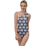 Modern Chic Vector Camera Illustration Pattern To One Side Swimsuit