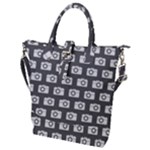 Modern Chic Vector Camera Illustration Pattern Buckle Top Tote Bag