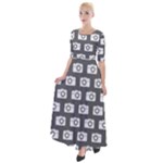 Modern Chic Vector Camera Illustration Pattern Half Sleeves Maxi Dress