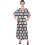 Modern Chic Vector Camera Illustration Pattern V-Neck Boho Style Maxi Dress