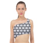 Modern Chic Vector Camera Illustration Pattern Spliced Up Bikini Top 