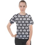 Modern Chic Vector Camera Illustration Pattern Women s Sport Raglan Tee