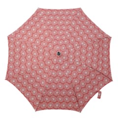 Coral Pink Gerbera Daisy Vector Tile Pattern Hook Handle Umbrellas (small) by GardenOfOphir