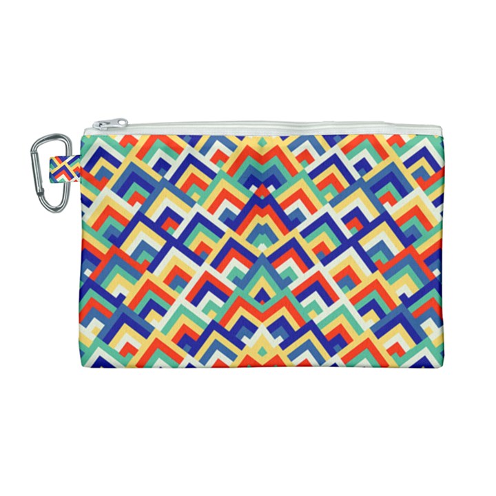 Trendy Chic Modern Chevron Pattern Canvas Cosmetic Bag (Large)