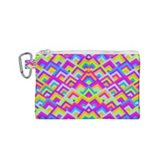 Colorful Trendy Chic Modern Chevron Pattern Canvas Cosmetic Bag (small) by GardenOfOphir