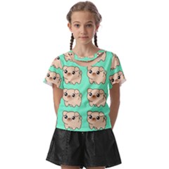 Puppy Pattern Dog Pet Kids  Front Cut Tee by Jancukart