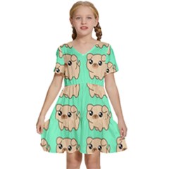 Puppy Pattern Dog Pet Kids  Short Sleeve Tiered Mini Dress by Jancukart