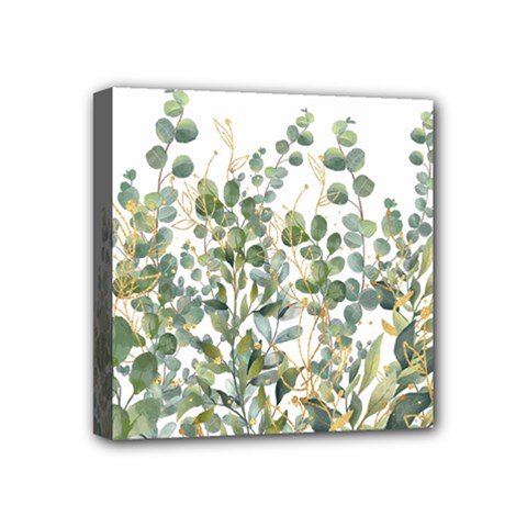 Gold And Green Eucalyptus Leaves Mini Canvas 4  X 4  (stretched) by Jack14