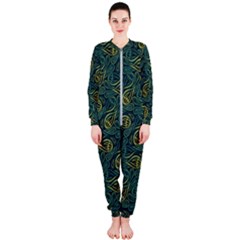 Pattern Abstract Green Texture Onepiece Jumpsuit (ladies)