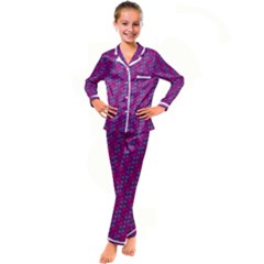 Heart Love Romantic Cute Pattern Kid s Satin Long Sleeve Pajamas Set
