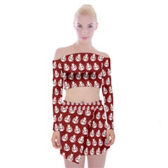 Ladybug Vector Geometric Tile Pattern Off Shoulder Top With Mini Skirt Set by GardenOfOphir