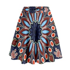 Abstract Kaleidoscope Digital High Waist Skirt by Jancukart