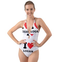 I Love Logan Halter Cut-out One Piece Swimsuit by ilovewhateva