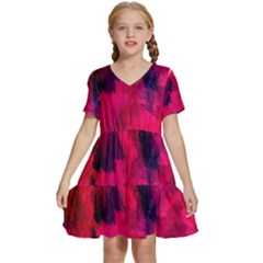 Background-03 Kids  Short Sleeve Tiered Mini Dress by nateshop