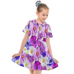 Blossoms-yellow Kids  Short Sleeve Shirt Dress by nateshop