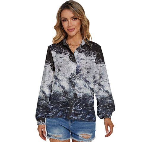 Tempestuous Beauty Art Print Women s Long Sleeve Button Down Shirt by dflcprintsclothing