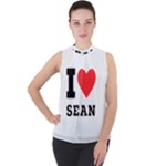 I love sean Mock Neck Chiffon Sleeveless Top