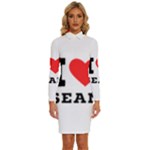 I love sean Long Sleeve Shirt Collar Bodycon Dress