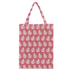 Coral And White Lady Bug Pattern Classic Tote Bag by GardenOfOphir