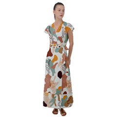 Shapes Pattern Flutter Sleeve Maxi Dress by BlackRoseStore