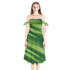 Green-01 Shoulder Tie Bardot Midi Dress by nateshop
