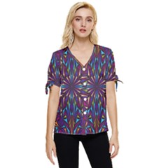 Kaleidoscope Bow Sleeve Button Up Top by nateshop