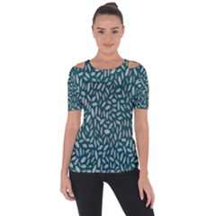 Leaves-012 Shoulder Cut Out Short Sleeve Top by nateshop