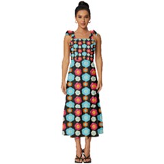 Colorful Floral Pattern Tie-strap Tiered Midi Chiffon Dress by GardenOfOphir