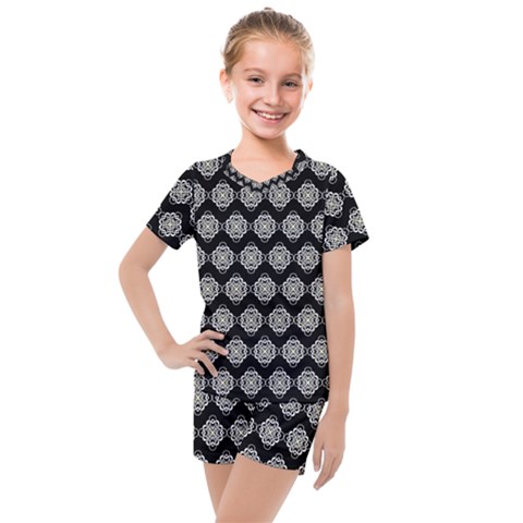 Abstract Knot Geometric Tile Pattern Kids  Mesh Tee And Shorts Set by GardenOfOphir