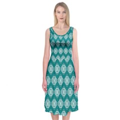 Abstract Knot Geometric Tile Pattern Midi Sleeveless Dress by GardenOfOphir