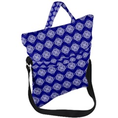 Abstract Knot Geometric Tile Pattern Fold Over Handle Tote Bag by GardenOfOphir