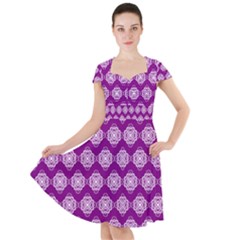 Abstract Knot Geometric Tile Pattern Cap Sleeve Midi Dress by GardenOfOphir