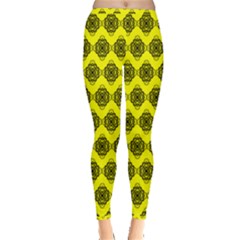 Abstract Knot Geometric Tile Pattern Inside Out Leggings